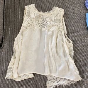 Free People lace cream top, open back, S